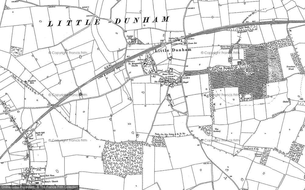 Old Map of Little Dunham, 1882 - 1883 in 1882