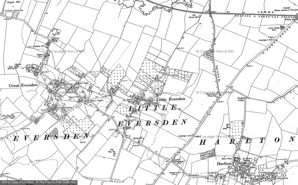 Old Map of Little Eversden, 1886 in 1886