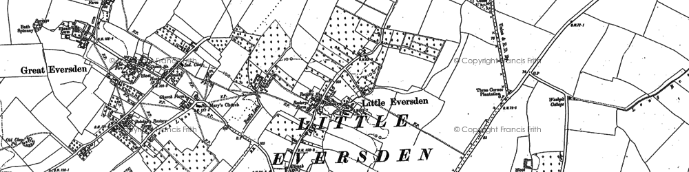 Old map of Little Eversden in 1886