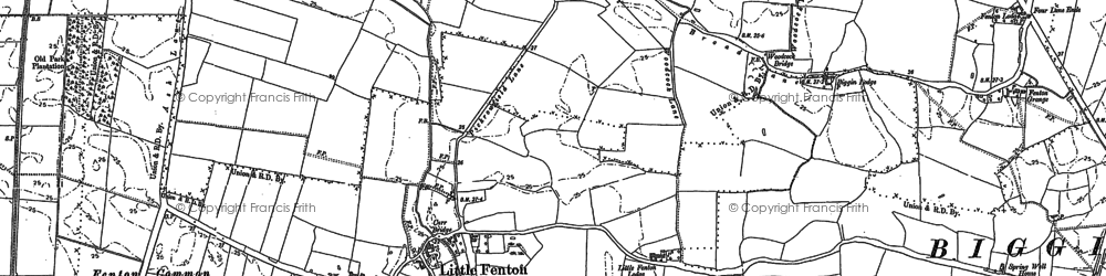 Old map of Little Fenton in 1889