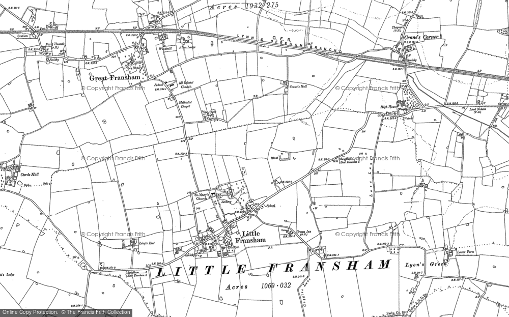 Old Map of Historic Map covering Corbett's Lodge in 1882