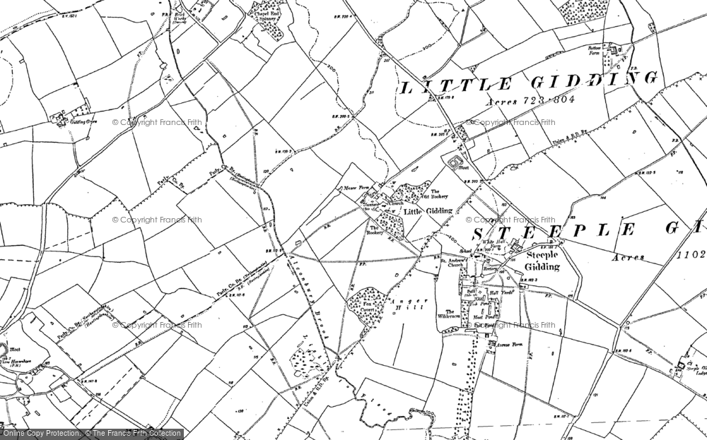 Old Map of Little Gidding, 1887 - 1899 in 1887