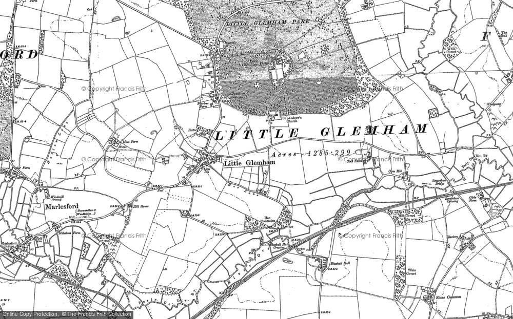 Old Map of Little Glemham, 1883 in 1883