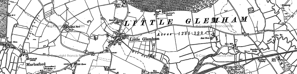 Old map of Little Glemham in 1883