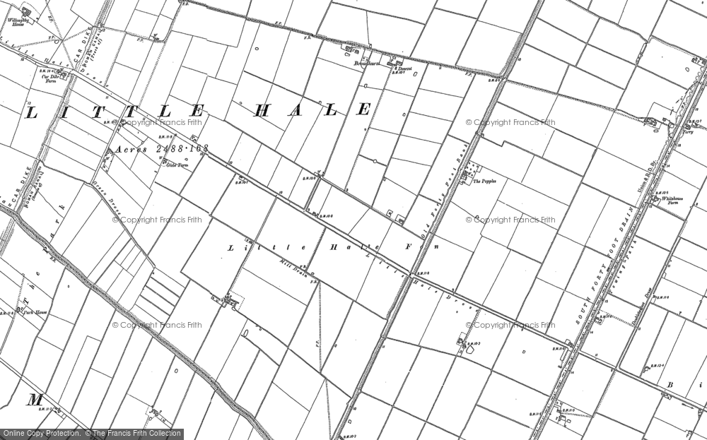 Old Map of Historic Map covering Bicker Fen in 1887