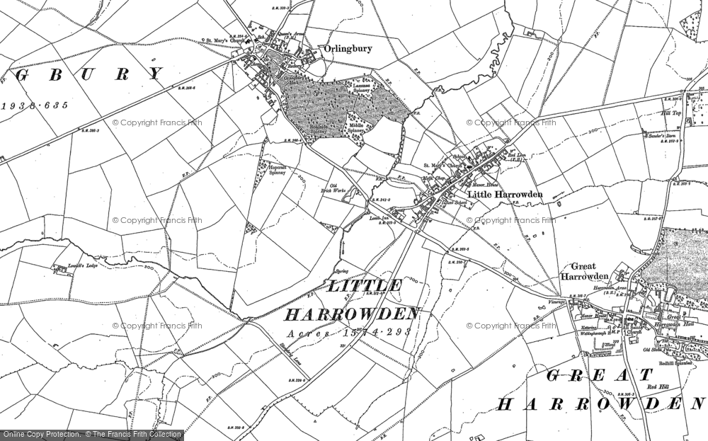 Old Map of Little Harrowden, 1884 in 1884