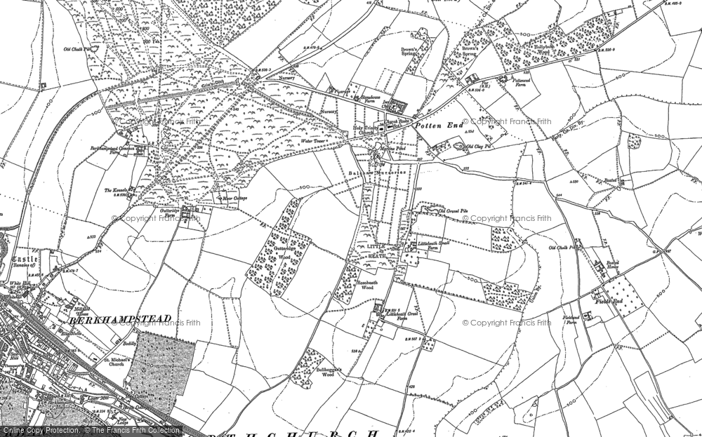 Old Map of Historic Map covering Fields End in 1897