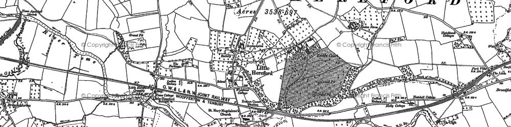 Old map of Little Hereford in 1885