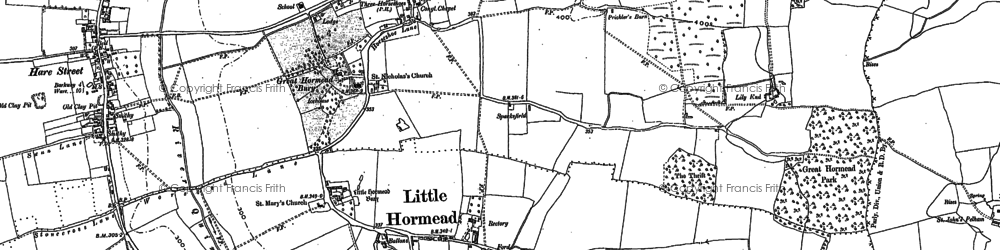 Old map of Little Hormead in 1896