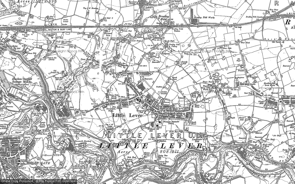 Old Map of Historic Map covering Burnden in 1890