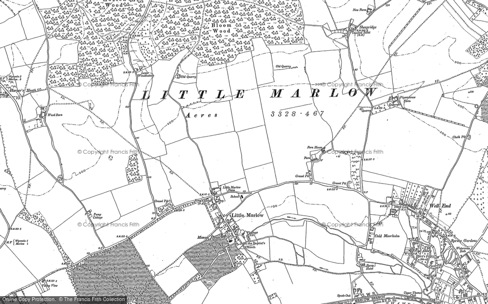Old Map of Little Marlow, 1910 in 1910