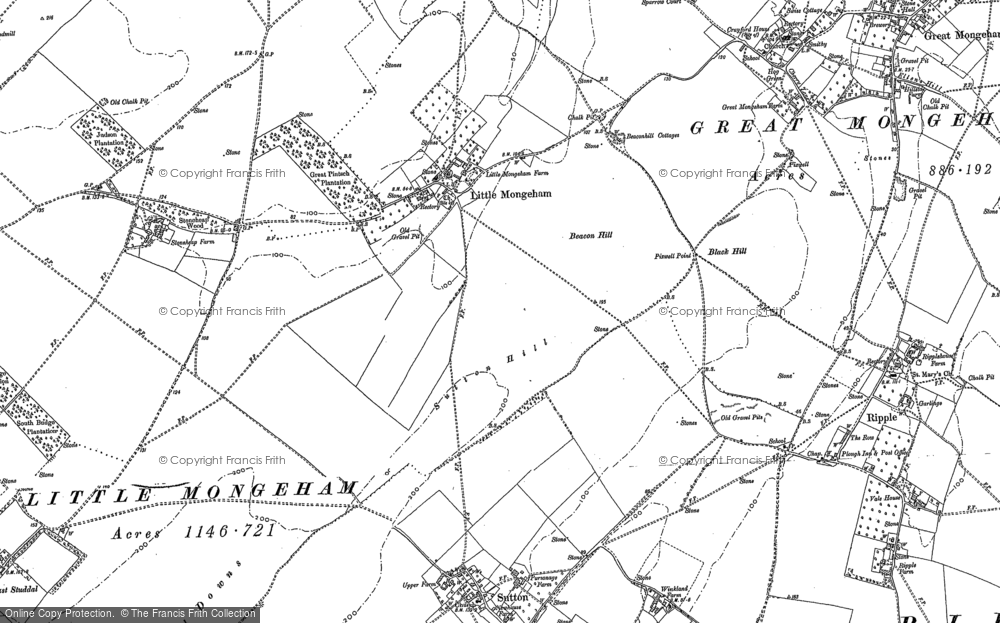 Old Map of Little Mongeham, 1872 - 1897 in 1872