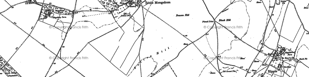 Old map of Little Mongeham in 1872