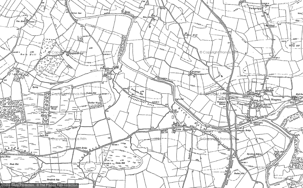 Old Map of Historic Map covering Blands Wath in 1897