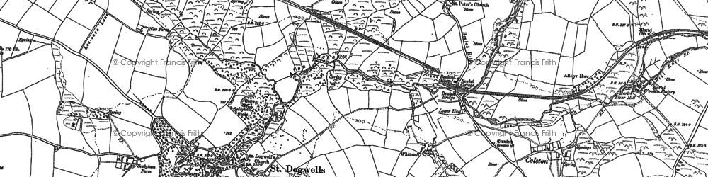 Old map of Afon Glan-rhyd in 1887