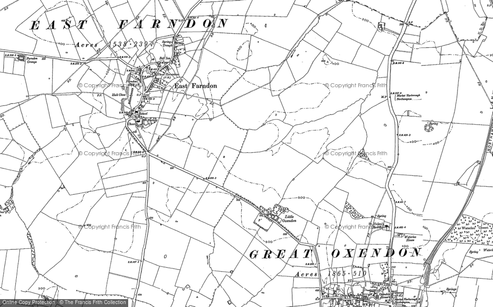 Old Map of Little Oxendon, 1884 - 1899 in 1884