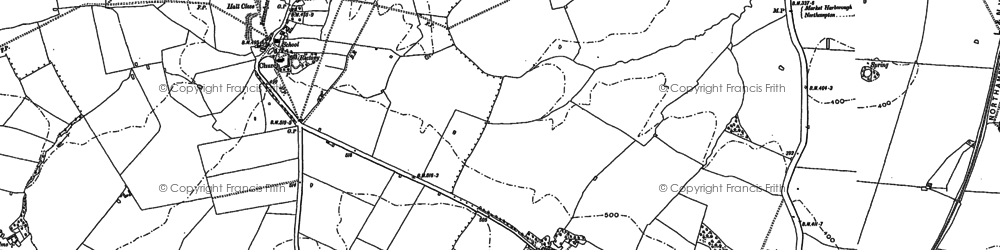 Old map of Little Oxendon in 1884