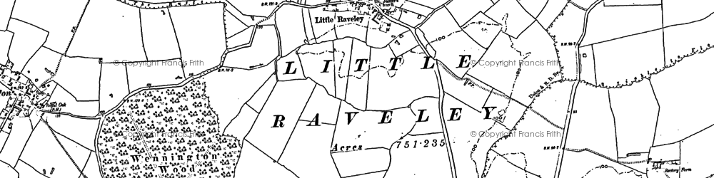Old map of Little Raveley in 1887