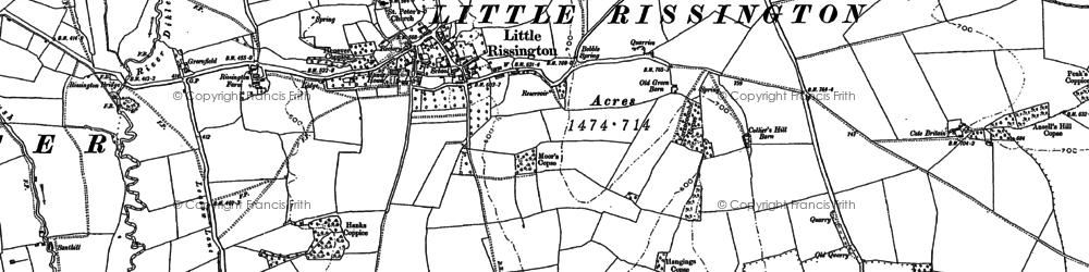 Old map of Little Rissington in 1900