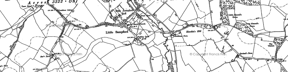 Old map of Hawkspur Green in 1896