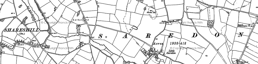 Old map of Little Saredon in 1883