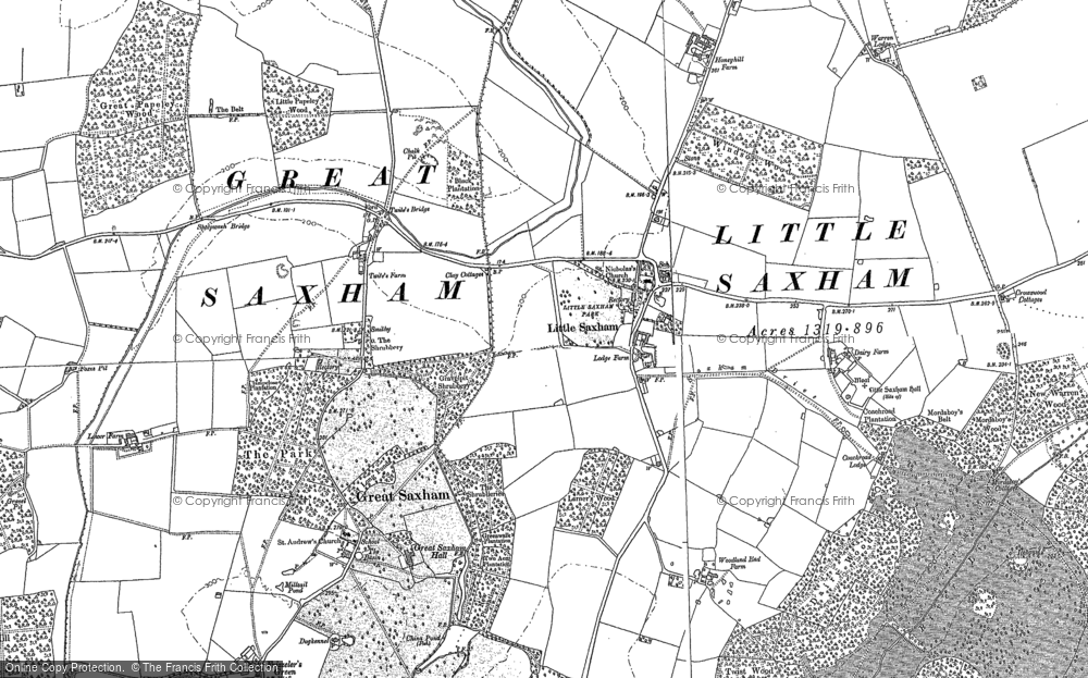 Old Map of Little Saxham, 1883 - 1884 in 1883