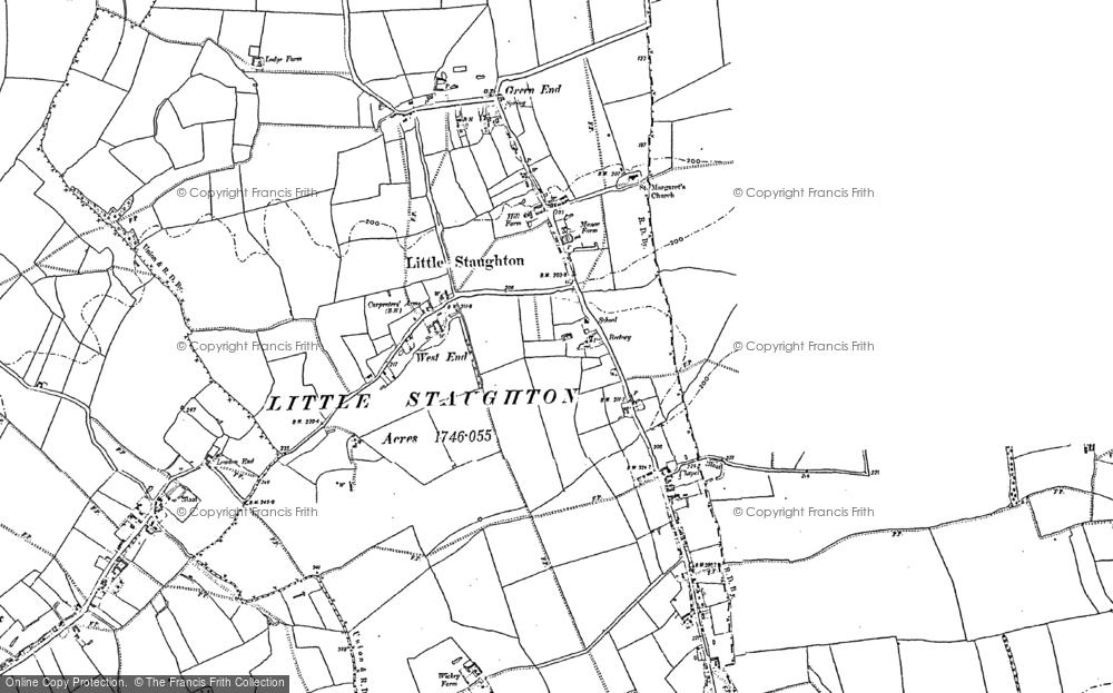 Old Map of Historic Map covering Great Staughton in 1900