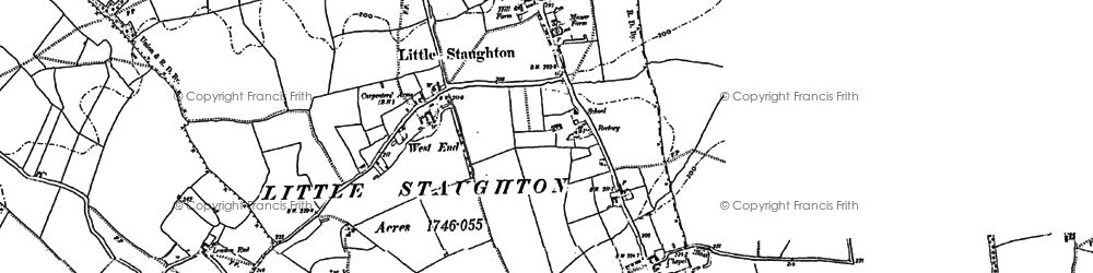 Old map of Little Staughton in 1900