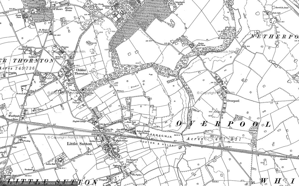 Old Map of Historic Map covering Sutton Green in 1897