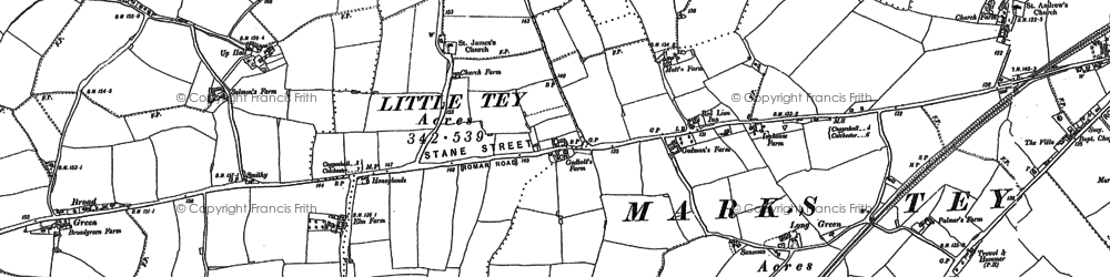 Old map of Little Tey in 1896