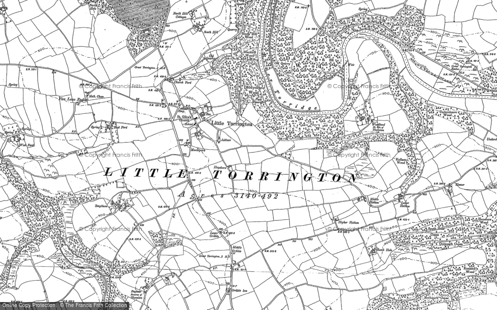 Old Map of Little Torrington, 1884 - 1886 in 1884