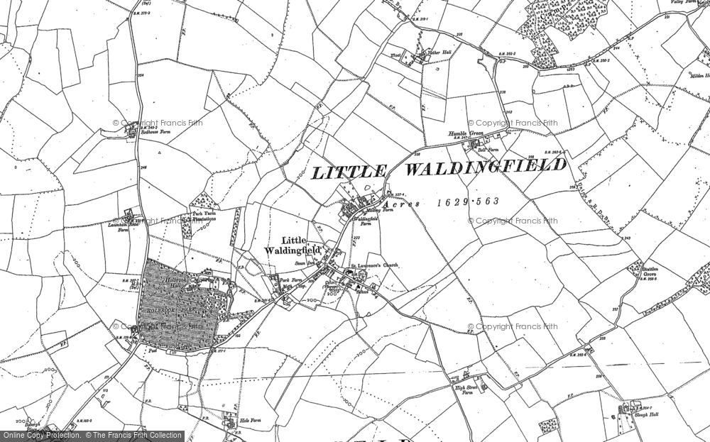 Old Map of Historic Map covering Brandeston Hall in 1885