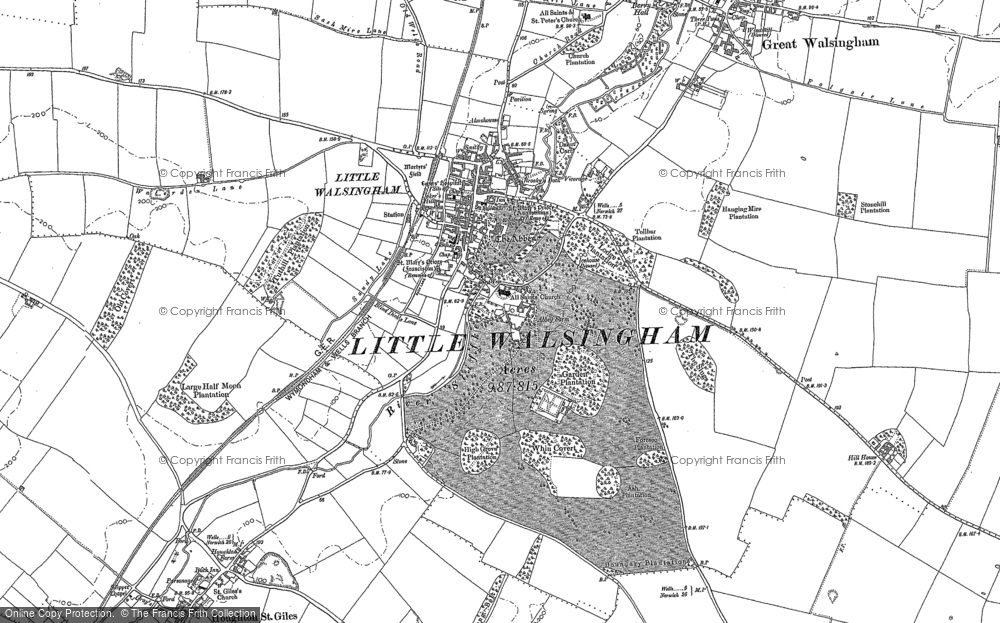 Old Map of Little Walsingham, 1885 - 1886 in 1885