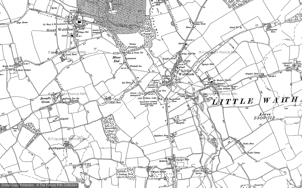 Old Map of Little Waltham, 1895 in 1895