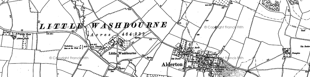 Old map of Little Washbourne in 1883