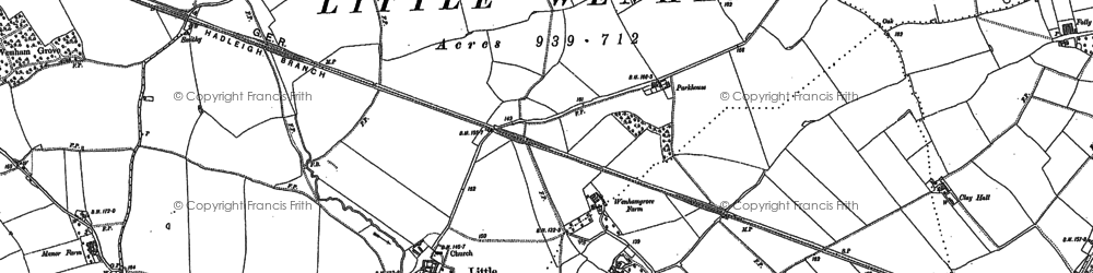 Old map of Little Wenham in 1884