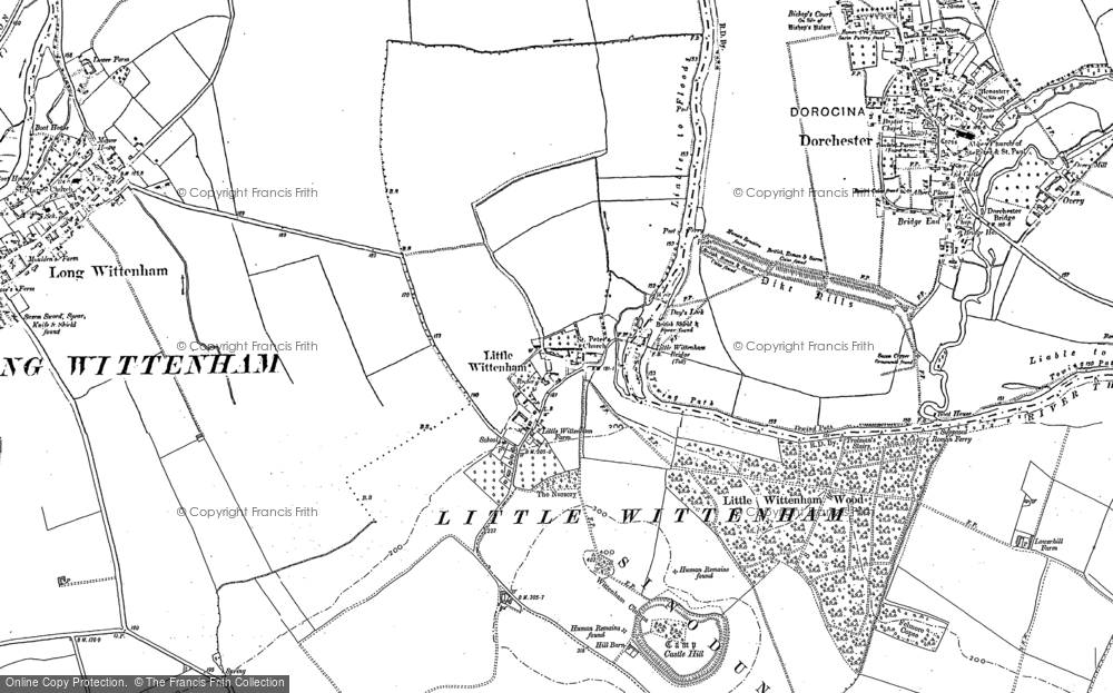 Old Map of Historic Map covering Wittenham Clumps in 1898