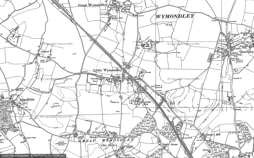 Old Map of Historic Map covering Titmore Green in 1896