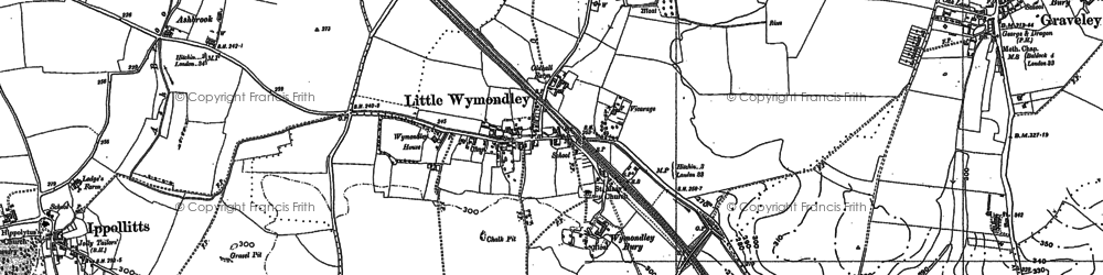 Old map of Wymondley Bury in 1896