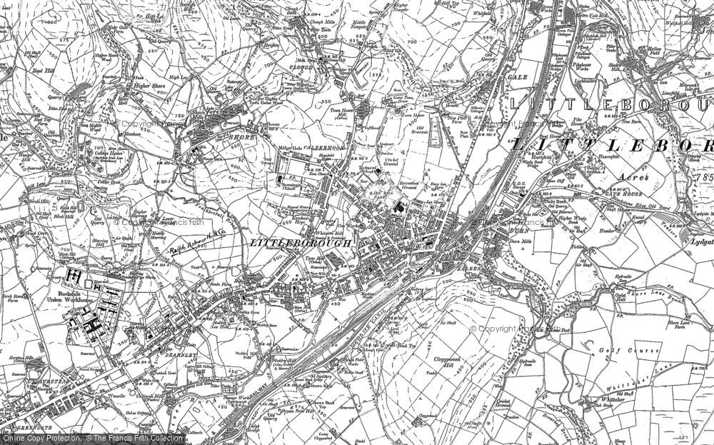 Old Map of Littleborough, 1891 - 1909 in 1891