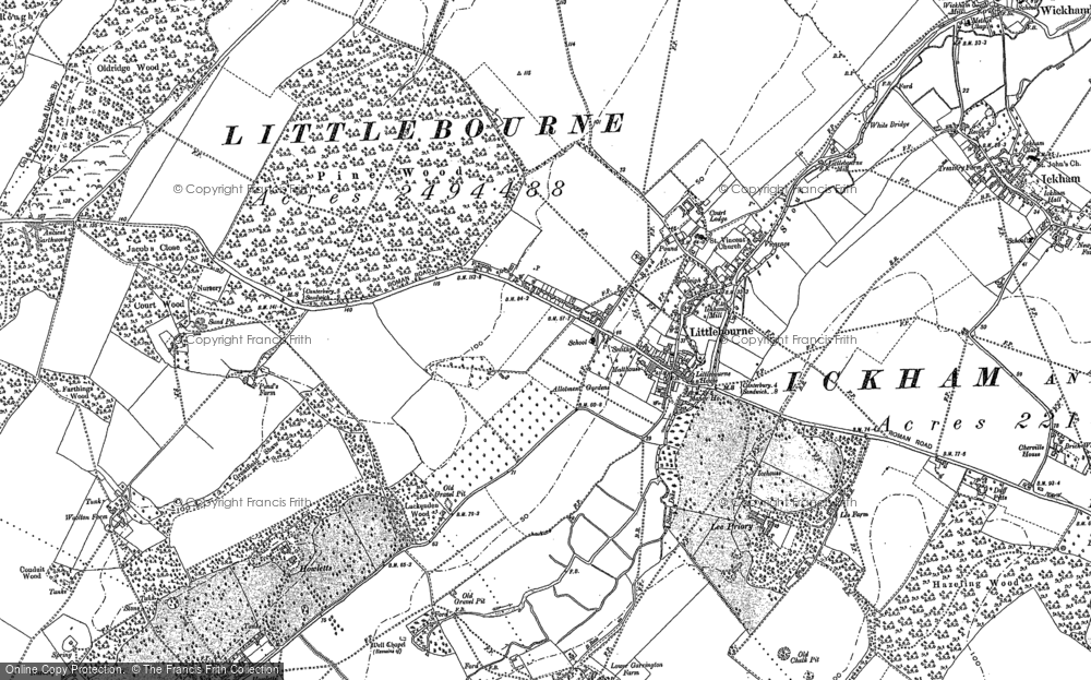 Old Map of Littlebourne, 1896 in 1896