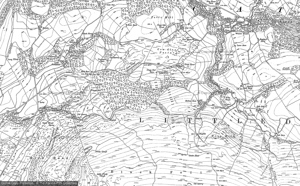 Old Map of Historic Map covering Blanch Fell in 1910