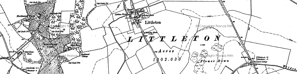 Old map of Flowerdown Barrows in 1895