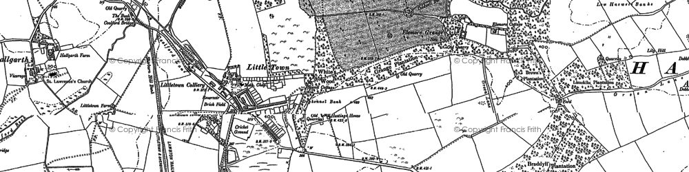 Old map of Hallgarth in 1895
