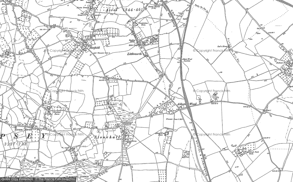 Old Map of Historic Map covering Woodhall Fms in 1884