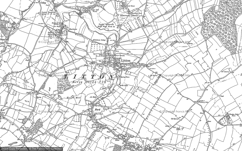 Old Map of Litton, 1884 in 1884