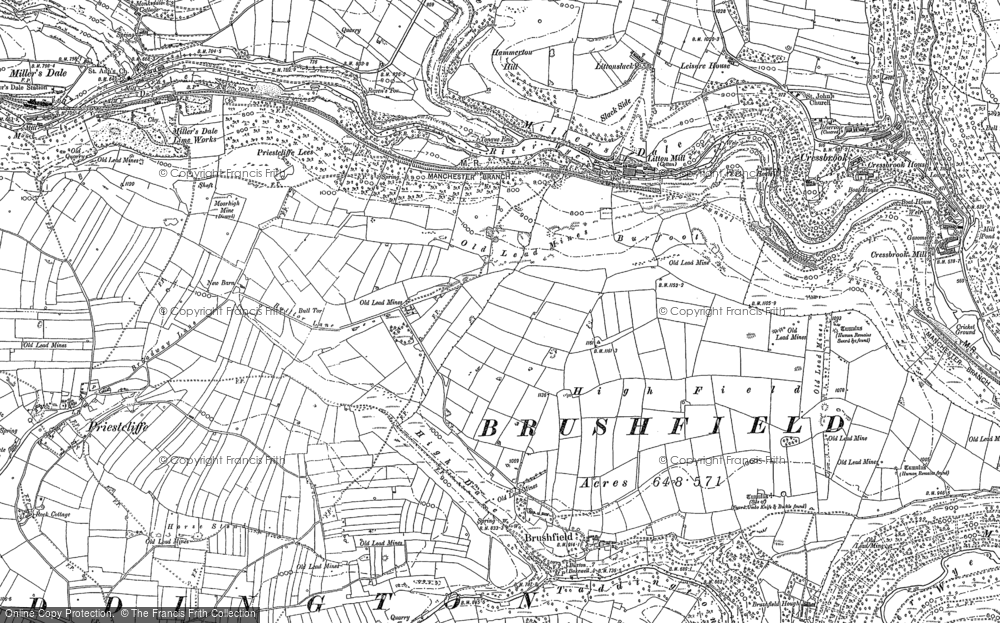 Old Map of Litton Mill, 1879 - 1897 in 1879
