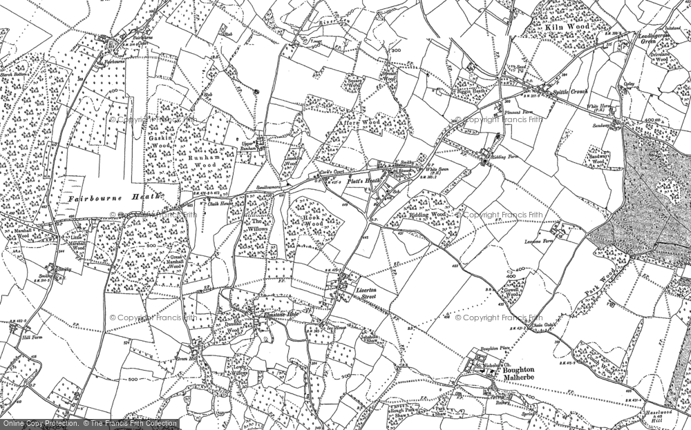 Old Map of Historic Map covering Platt's Heath in 1896