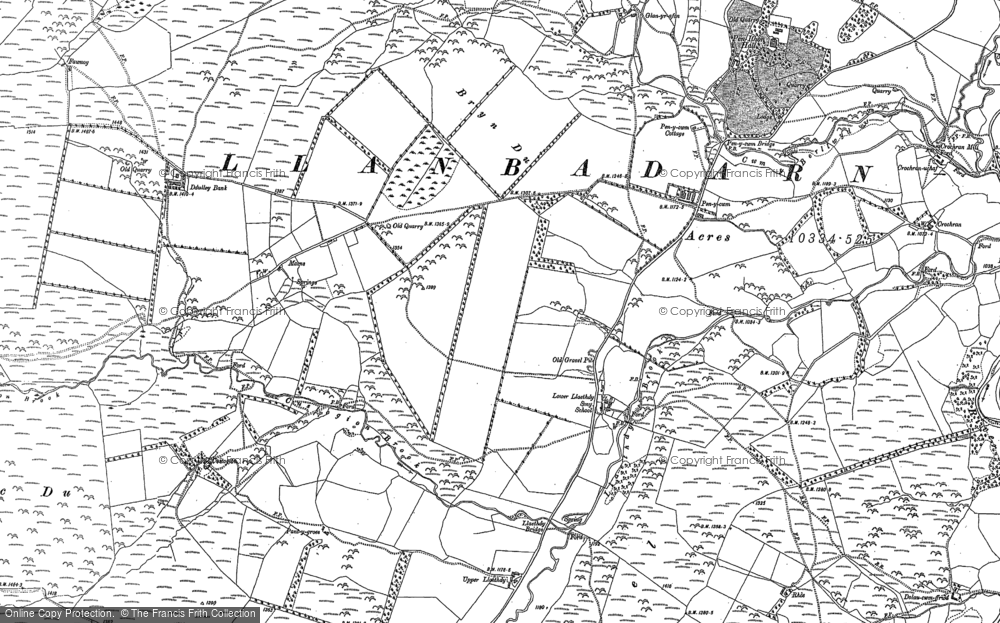 Old Map of Historic Map covering Bryn Llyndwr in 1888