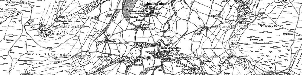 Old map of Llan in 1886